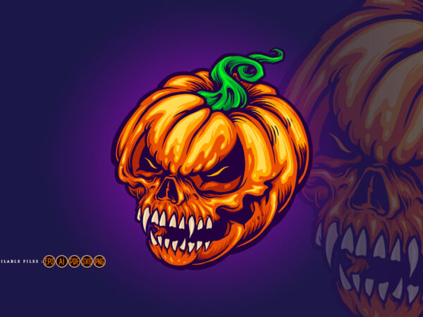 Angry skull jack o lantern pumpkins carved t shirt vector