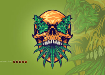 Head Skull With Kush Illustrations