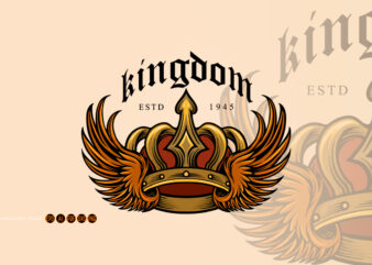 Kingdom Elegant Gold Crown and wing Illustrations