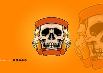 October Fest Skull With Ribbon Illustration