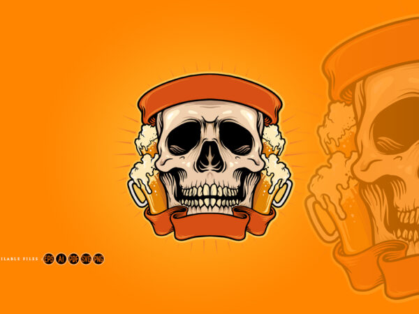 October fest skull with ribbon illustration t shirt design online