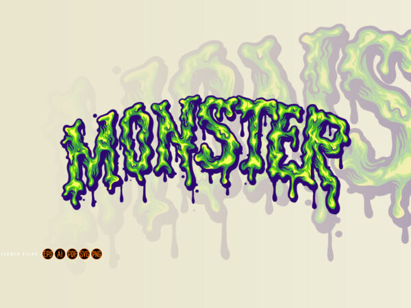 Melted monster font hand lettering t shirt designs for sale