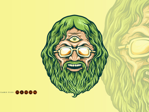 Vintage head cannabis man kush illustrations t shirt vector art
