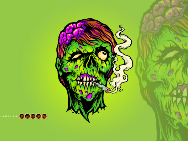 Monster cigarette weed halloween t shirt designs for sale