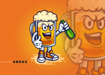 Beer Glass Smile Mascot Illustrations