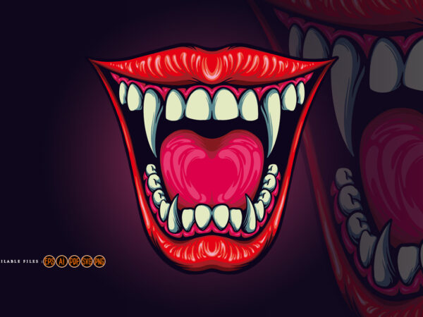 Dracula sexy lips vampire halloween t shirt vector illustration