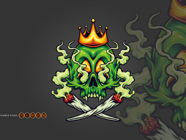 King skull cannabis weed smoking t shirt vector art