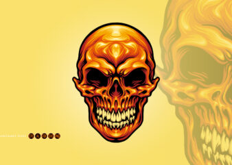 Skull Head Skeleton Illustrations t shirt template vector