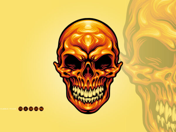 Skull head skeleton illustrations t shirt template vector