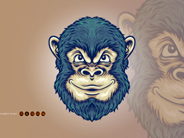 Cool head monkey thinking clipart t shirt vector file