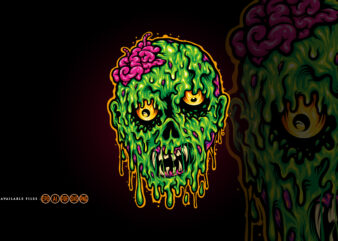 Head Zombie Horror Halloween Illustrations