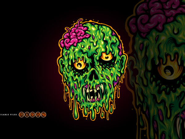 Head zombie horror halloween illustrations graphic t shirt