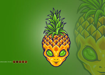 Alien Pineapple Mascot Logo Summer Holiday t shirt vector