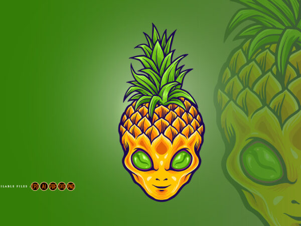 Alien pineapple mascot logo summer holiday t shirt vector