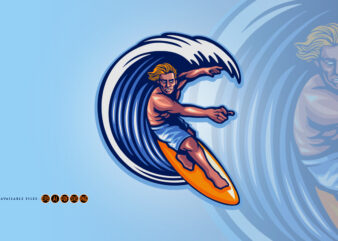 Surfing man Summer Extreme Logo