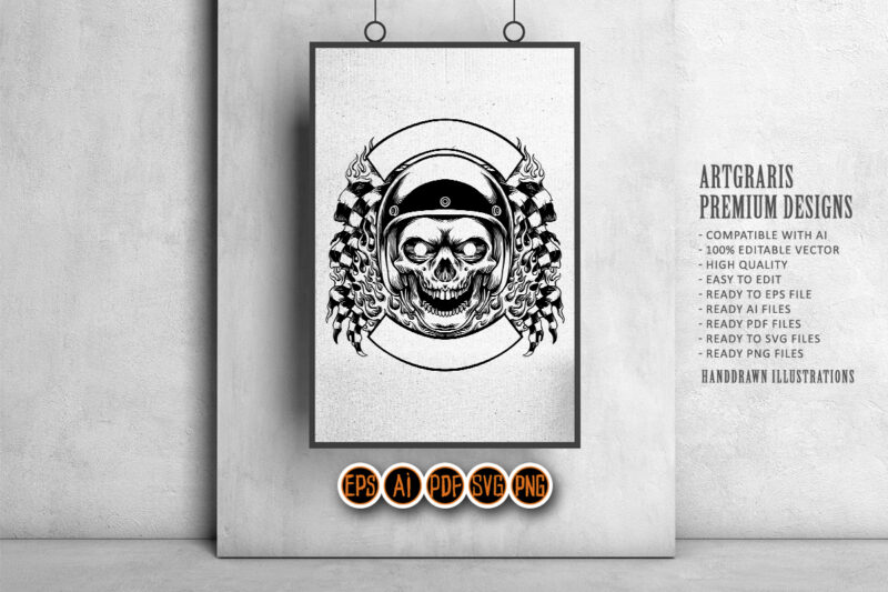 Angry Skull Bikers Sport Circle Badge Silhouette