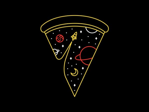 Space pizza t shirt template vector