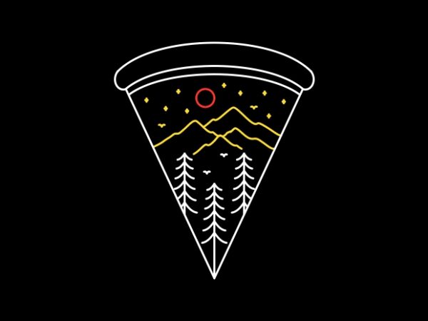 Pizza mountains t shirt illustration