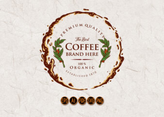 Badge Coffee Label Premium Splashed Logo
