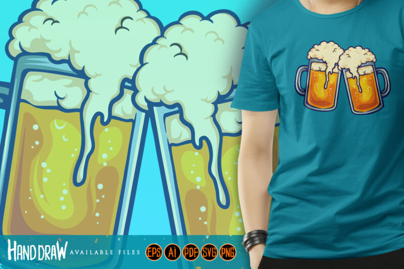 Beer Glass Two Party Joint Illustrations