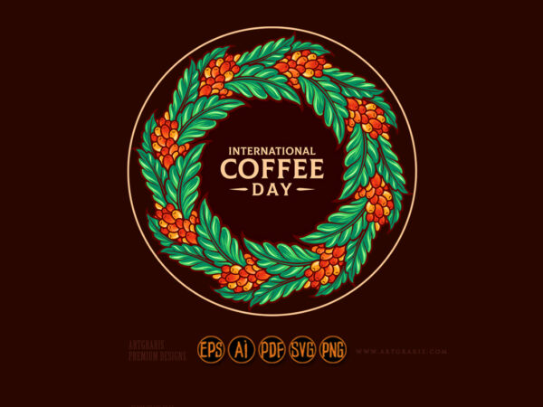 Mandala international coffee day decorations t shirt designs for sale