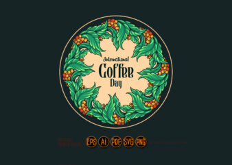 International Coffee Day Botany vintage Logo t shirt design for sale