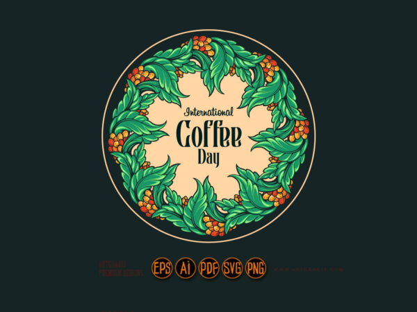 International coffee day botany vintage logo t shirt design for sale International coffee day botany vintage logo t shirt design for sale