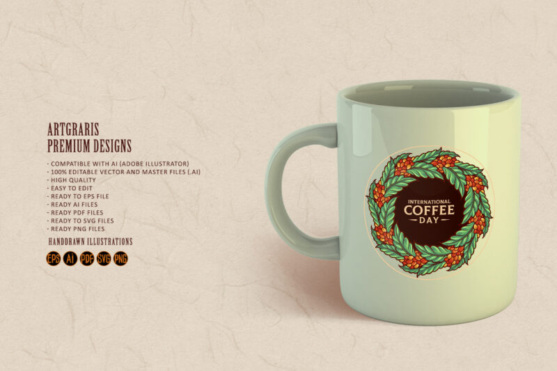 Mandala Coffee Logo Leaf Organic Label