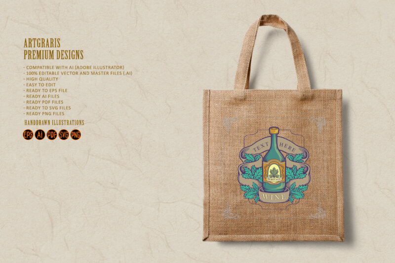 Winery Bottle Badge Vintage Label Logo