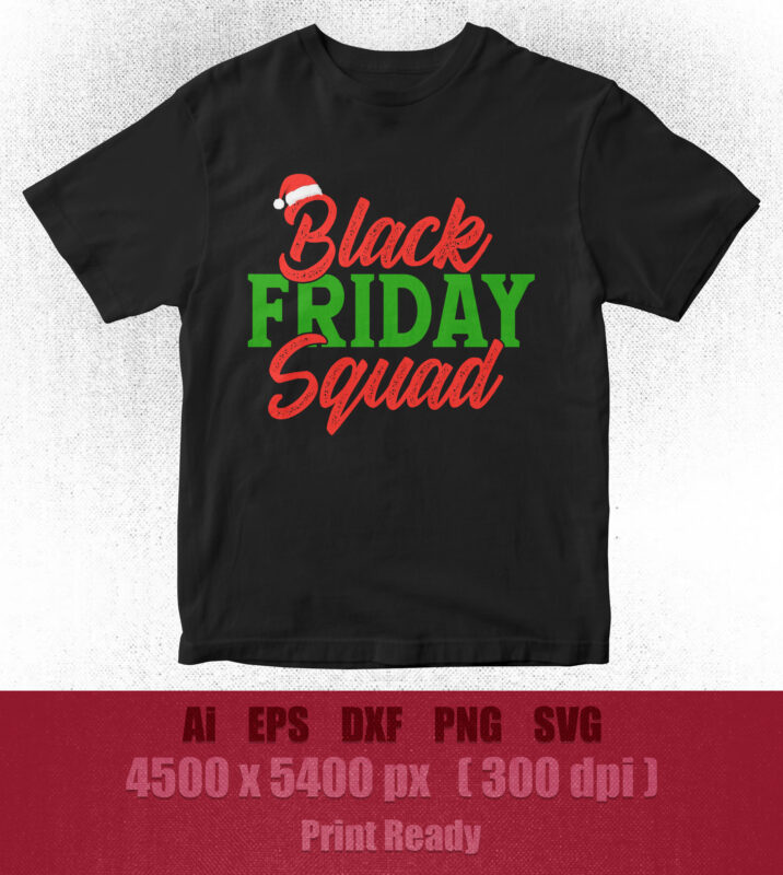 Black Friday Squad Christmas SVG, Holiday Circut, Merry Christmas, Winter, New year, Black Friday Silhouette, Graphic, Vector,Commercial use,Digital,Instant download_CF7 svg cut file, Christmas Gnome in red Santa hat, Chrismast svg