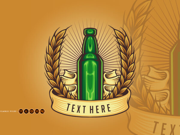 Bottle vintage badge illustrations t shirt template