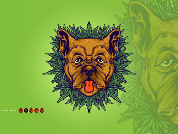 Bulldog weed cannabis background t shirt template