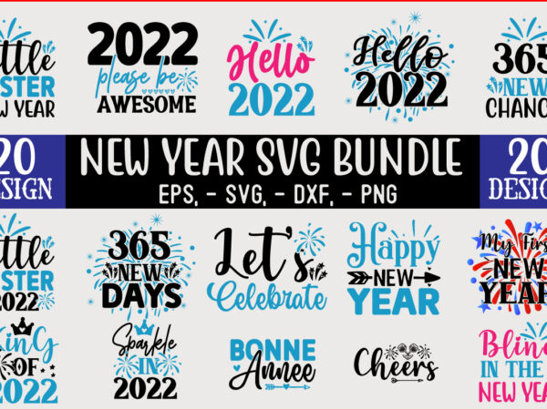 Happy new year svg cut files design bundle