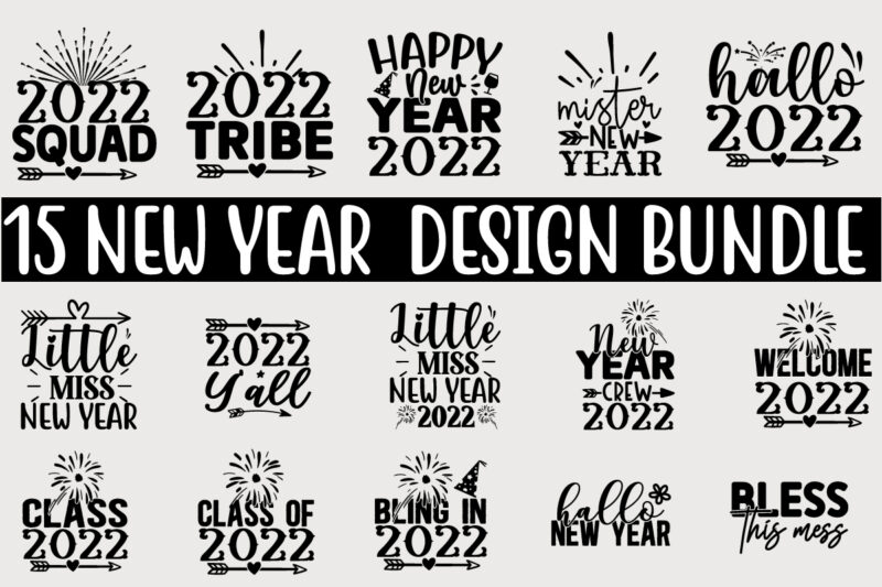 Happy New Year SVG Cut Files Design bundle