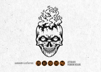 Burn Skull Head Flame Silhouette SVG