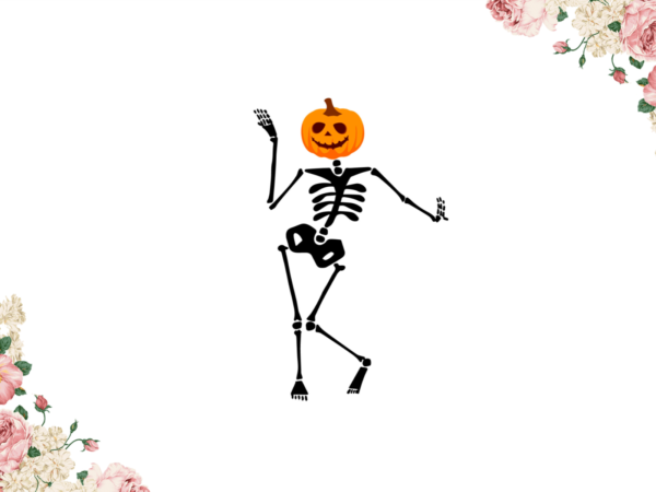 Pumpkin skeleton dancing diy crafts svg files for cricut, silhouette sublimation files t shirt illustration