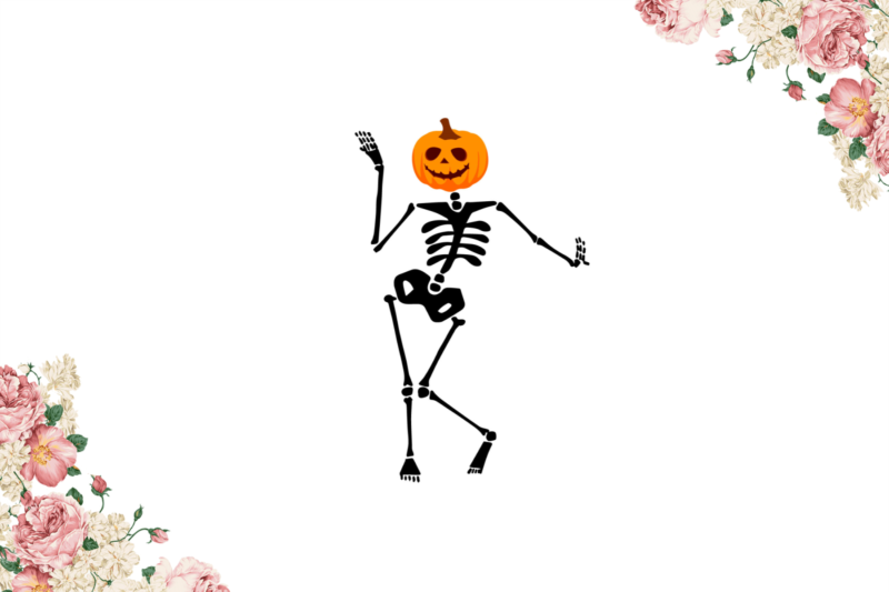 Pumpkin Skeleton Dancing Diy Crafts Svg Files For Cricut, Silhouette Sublimation Files