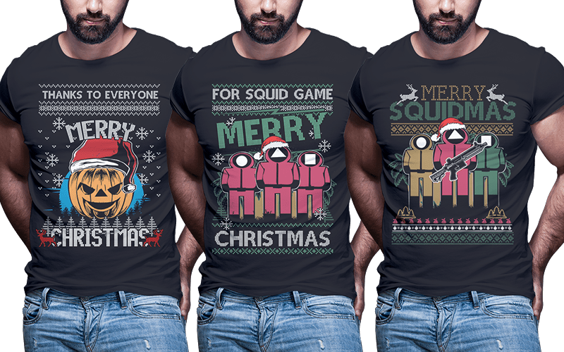 t-shirt vector 124 ugly christmas Tshirt designs bundle part2