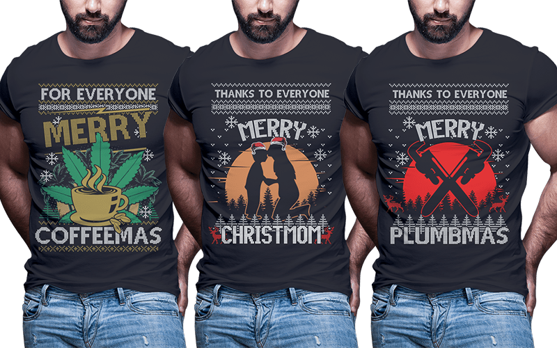t-shirt vector 124 ugly christmas Tshirt designs bundle part2
