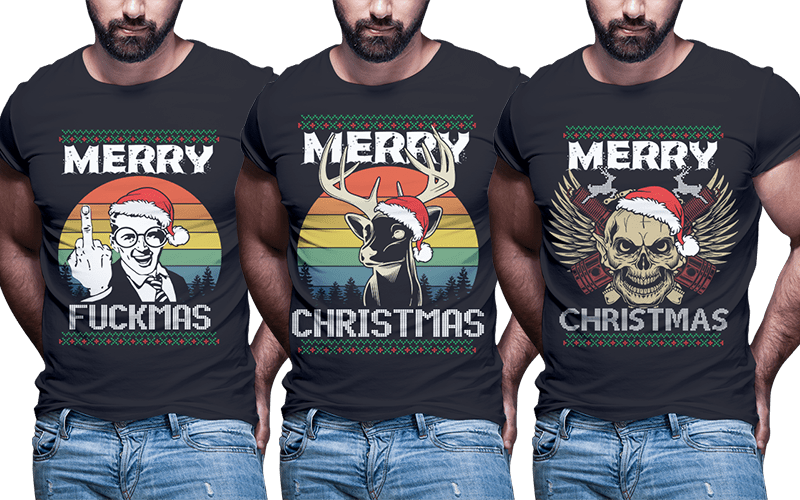 124 ugly christmas Tshirt designs bundle part2