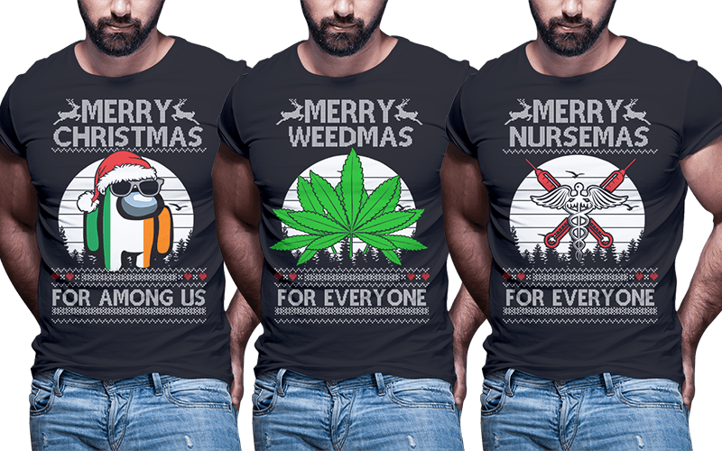 t-shirt vector 124 ugly christmas Tshirt designs bundle part2
