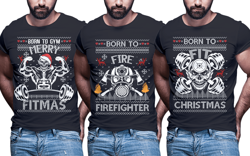 t-shirt vector 124 ugly christmas Tshirt designs bundle part2