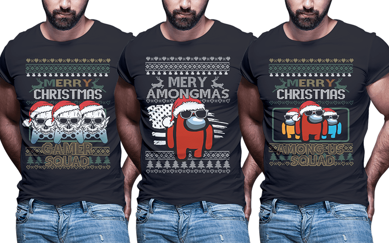 t-shirt vector 124 ugly christmas Tshirt designs bundle part2
