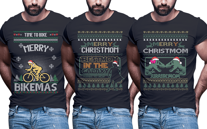 t-shirt vector 124 ugly christmas Tshirt designs bundle part2