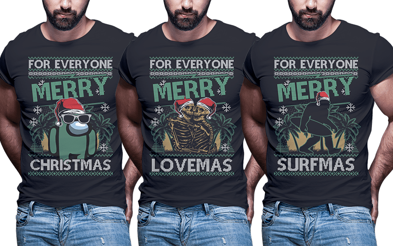 t-shirt vector 124 ugly christmas Tshirt designs bundle part2