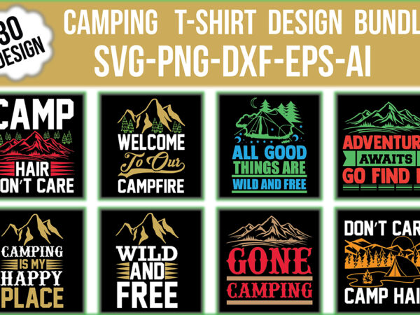 Camping t-shirt design bundle