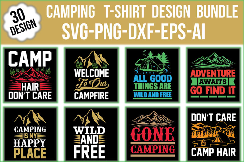 Camping T-shirt Design Bundle