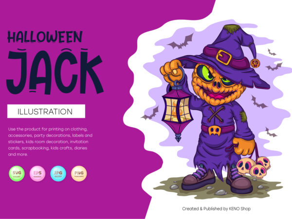 Cartoon halloween jack. t shirt vector file