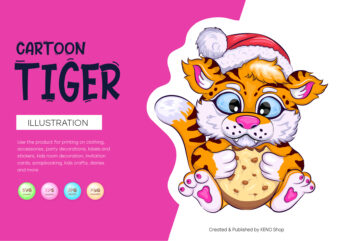 Cartoon Tiger with Cookies.