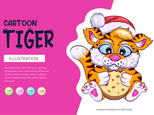 Cartoon tiger with cookies. t shirt vector file